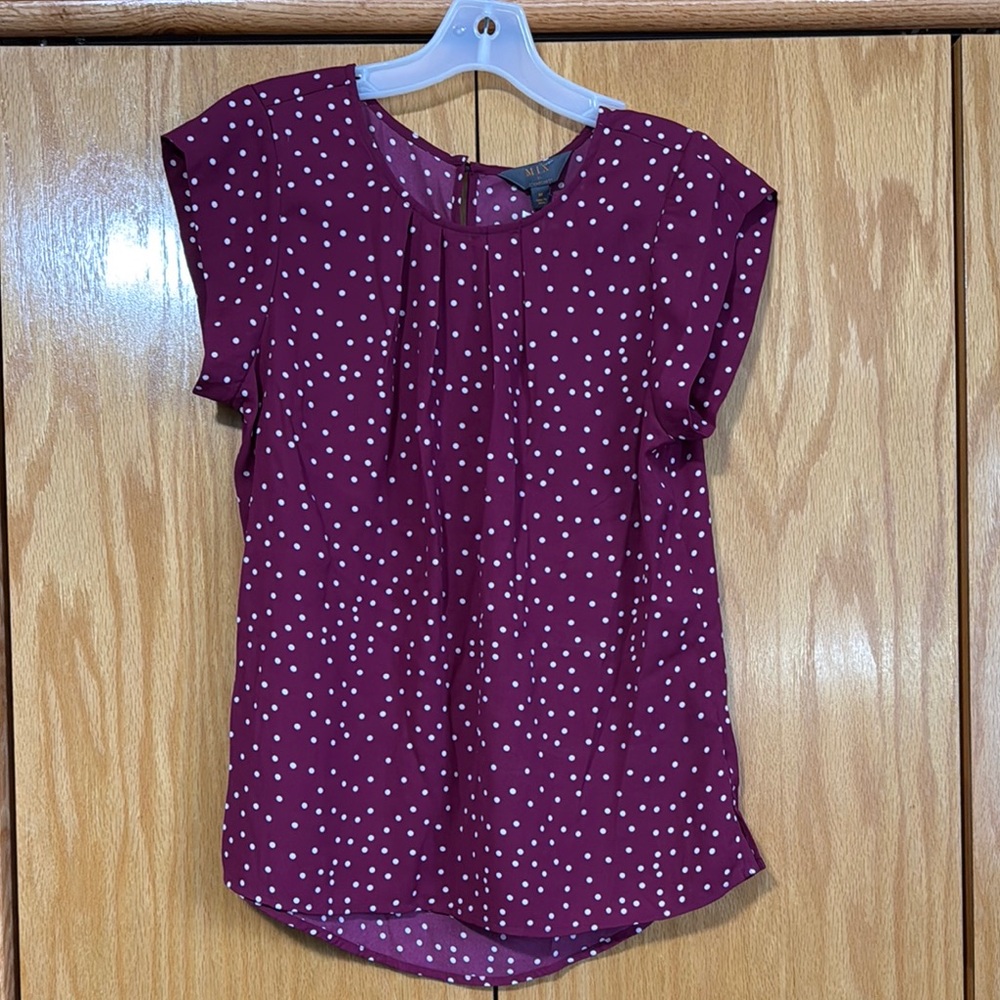 Burgundy Polka Dot Blouse